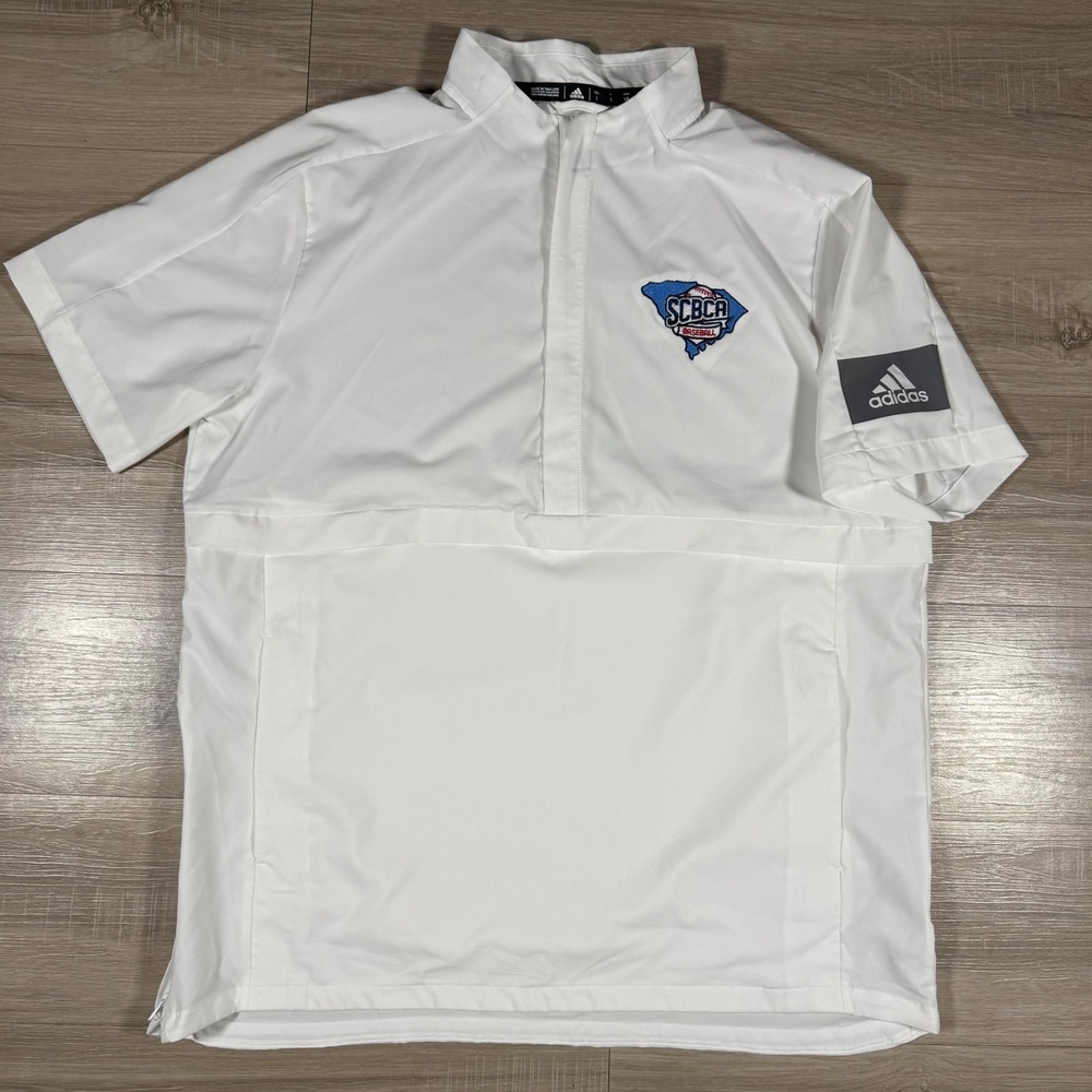 Adidas Game Mode 1/4 Zip Performance‎ SCBCA Player Issue Side Pockets White SZ L